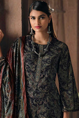 Black Crape Embroidered Palazzo Suit Set