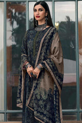 Navy Blue Crape Embroidered Palazzo Suit Set