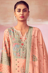 Peach Pashmina Digital Printed Palazzo Suit Set