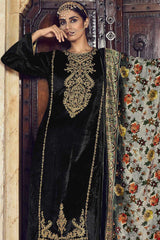 Black Velvet Embroidered Palazzo Suit Set