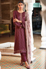 Purple Silk Jacquard Embroidered Palazzo Suit Set