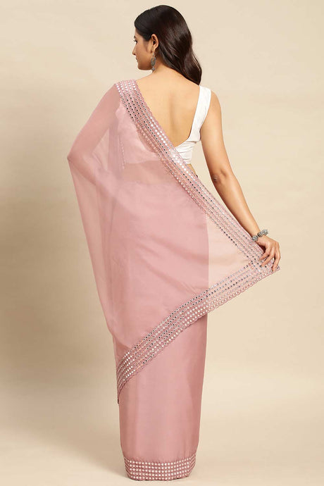 Lavender Satin Floral Woven Design Saree