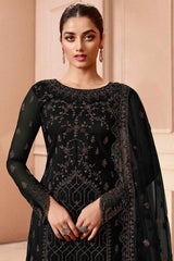 Black Net Embroidered Palazzo Suit Set