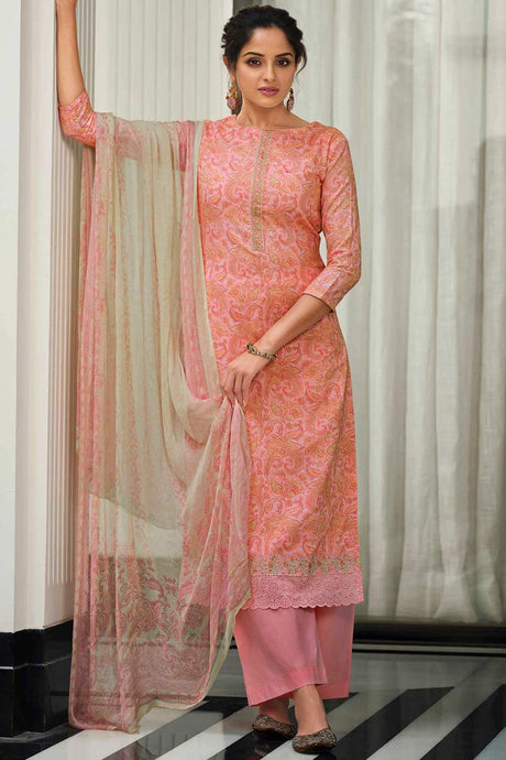 Buy Pink Cotton Digital Printed Kurta Suit Set Online