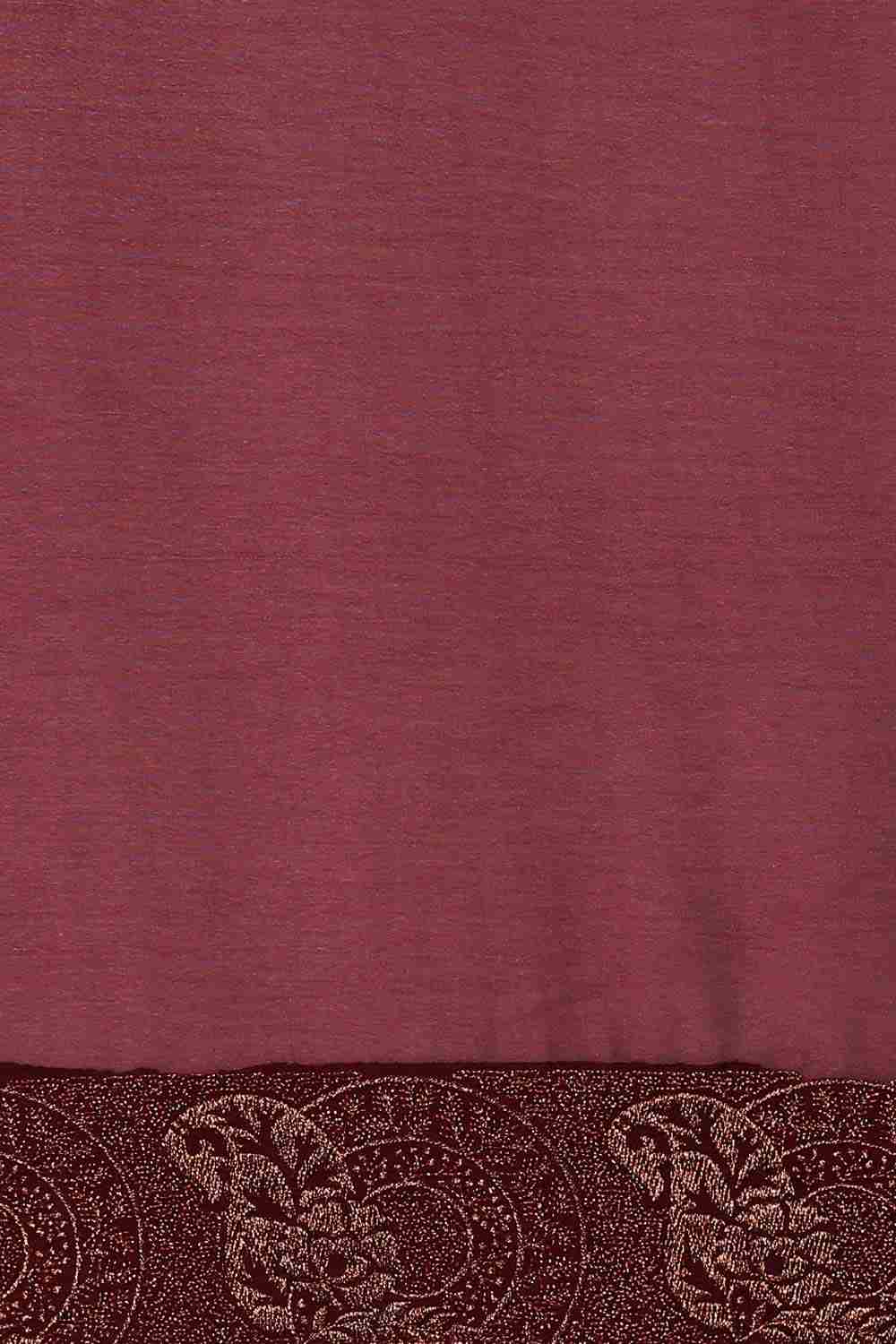 Wine Art Silk Solid Embroidered Saree