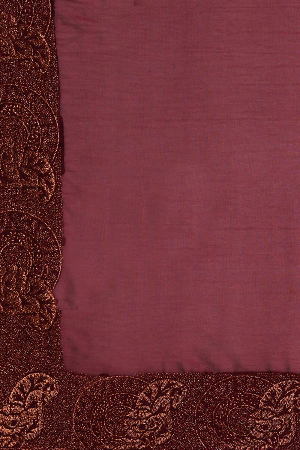 Wine Art Silk Solid Embroidered Saree