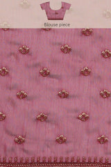 Wine Art Silk Solid Embroidered Saree