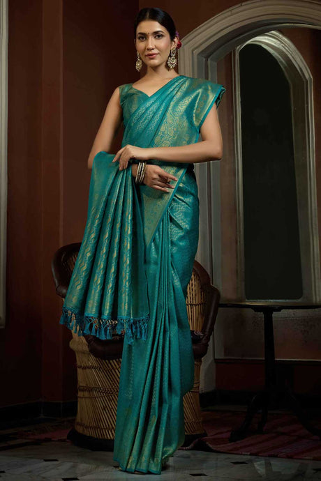 Blue Art Silk Woven Saree