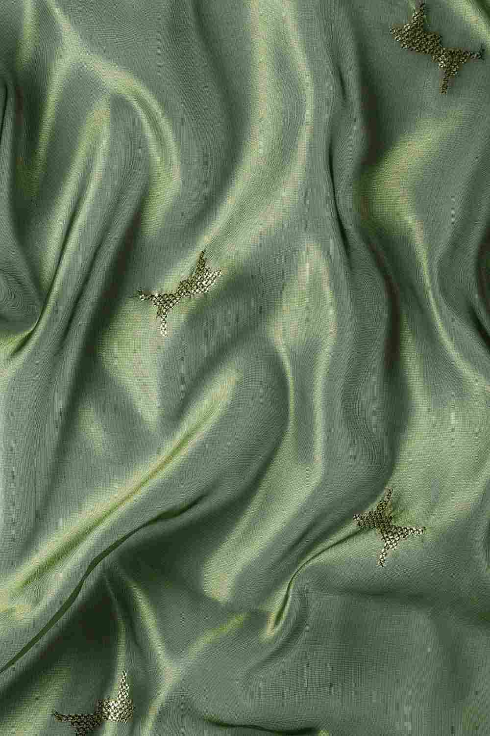 Bottle Green Silk Blend Abstract Embroidered sarees