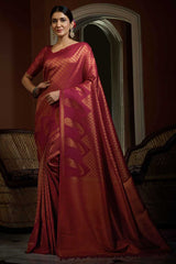 Pink Art Silk Woven Saree