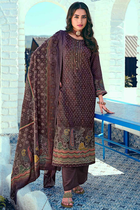 Buy Purple Cotton Blend Digital Printed Kurta Suit Set Online