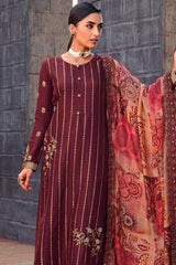 Buy Maroon Dola Silk Embroidered Dress Material Online - Side