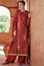 Buy Rust Dola Silk Embroidered Kurta Suit Set Online