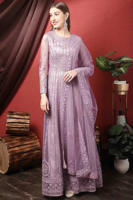 Buy Pink Net Embroidered Gown Style Online - KARMAPLACE