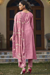 Buy Pink Cotton Embroidered  Salwar Suit Online - Front