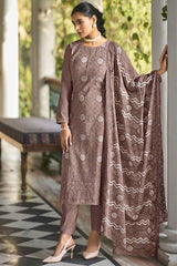 Buy Brown Cotton Embroidered  Salwar Suit Online