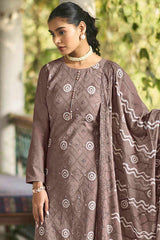 Buy Brown Cotton Embroidered  Salwar Suit Online - Side