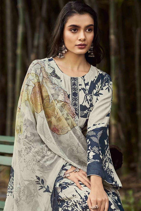 Buy Multi Muslin Digital Printed  Salwar Suit Online - Back