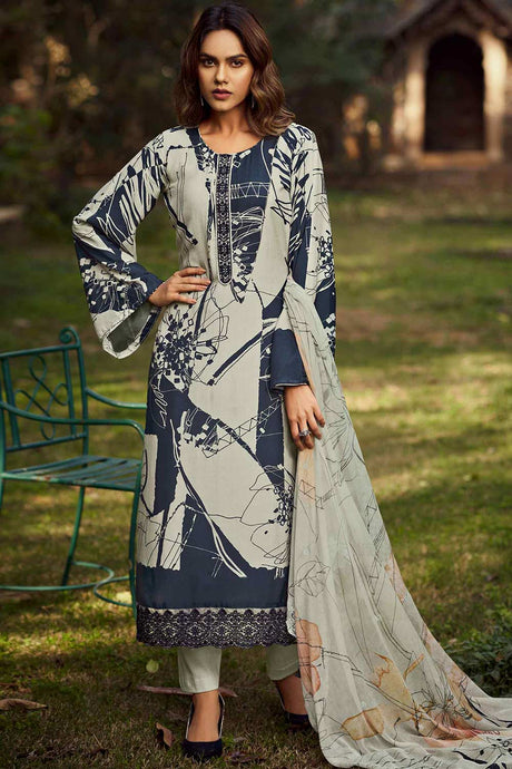 Buy Multi Muslin Digital Printed  Salwar Suit Online