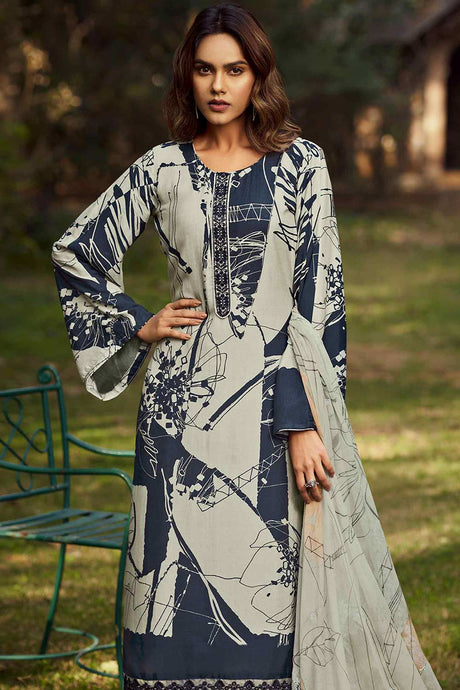 Buy Multi Muslin Digital Printed  Salwar Suit Online - Front