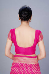 Buy Banarasi Art Silk Woven Saree in Rani Pink - Zoom In