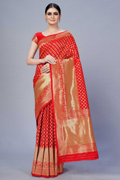 Buy Banarasi Art Silk Woven Saree in Red Online