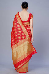 Buy Banarasi Art Silk Woven Saree in Red - Front