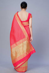 Buy Banarasi Art Silk Woven Saree in Pink - Front