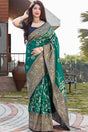 Buy Banarasi Art Silk Zari Woven Saree in Teal Online