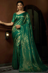 Leaf Green Art Silk Woven Saree