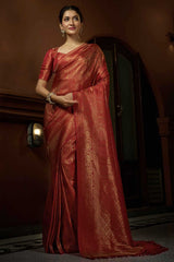 Red Art Silk Woven Saree