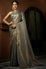 Grey Art Silk Woven Saree