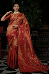 Red Art Silk Woven Saree