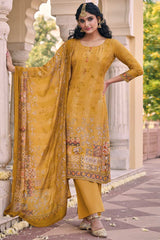 Mustard Muslin Digital Printed Salwar Suit