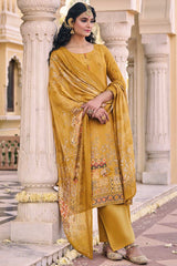 Mustard Muslin Digital Printed Salwar Suit