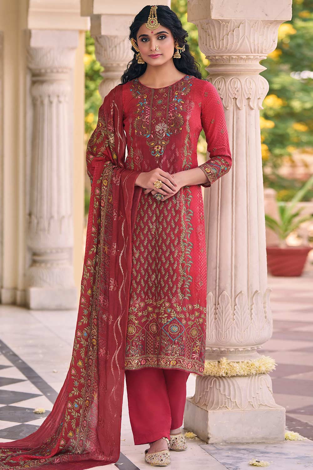 Magenta Muslin Digital Printed Salwar Suit