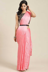 Buy Georgette Solid Saree in Pink Online