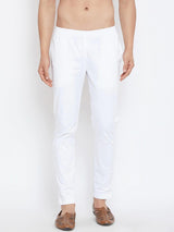 Buy Men's White Cotton Chikankari Embroidered Kurta Pajama Set Online - Side