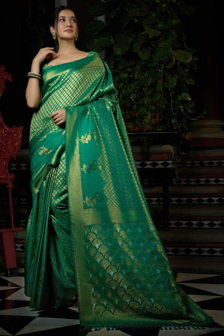 Green Art Silk Woven Saree