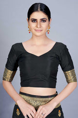 Buy Banarasi Art Silk Woven Saree in Black - Side