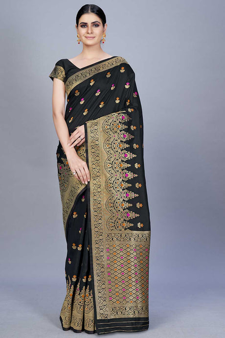 Buy Banarasi Art Silk Woven Saree in Black Online