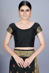 Buy Banarasi Art Silk Woven Saree in Black - Side