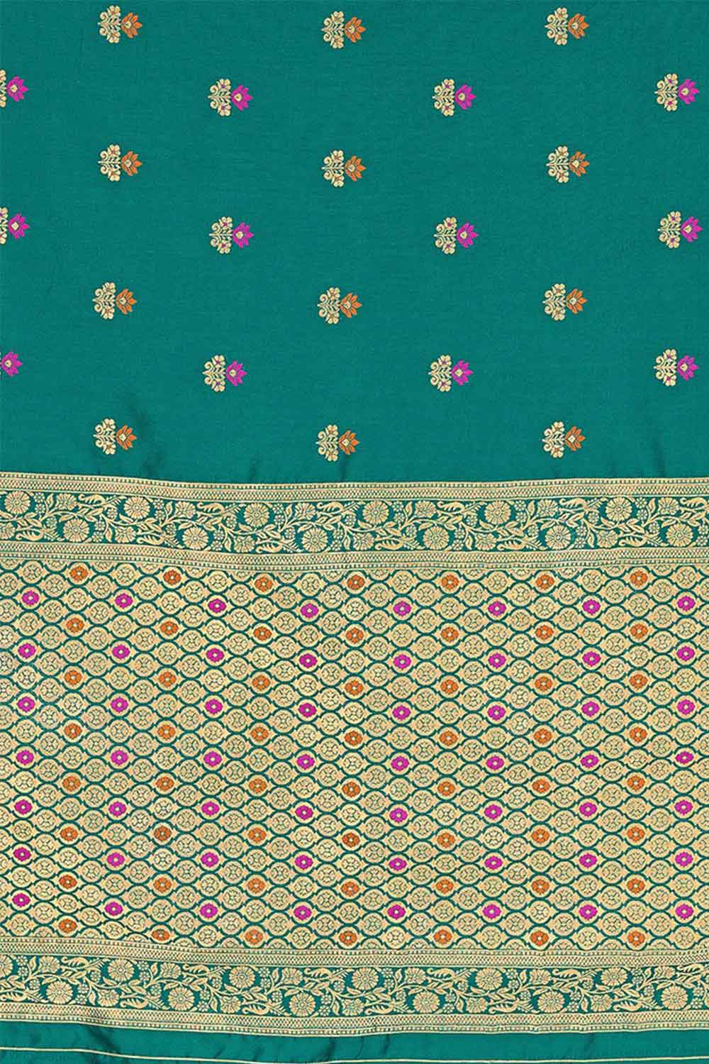 Buy Banarasi Art Silk Woven Saree in Teal - Zoom Out