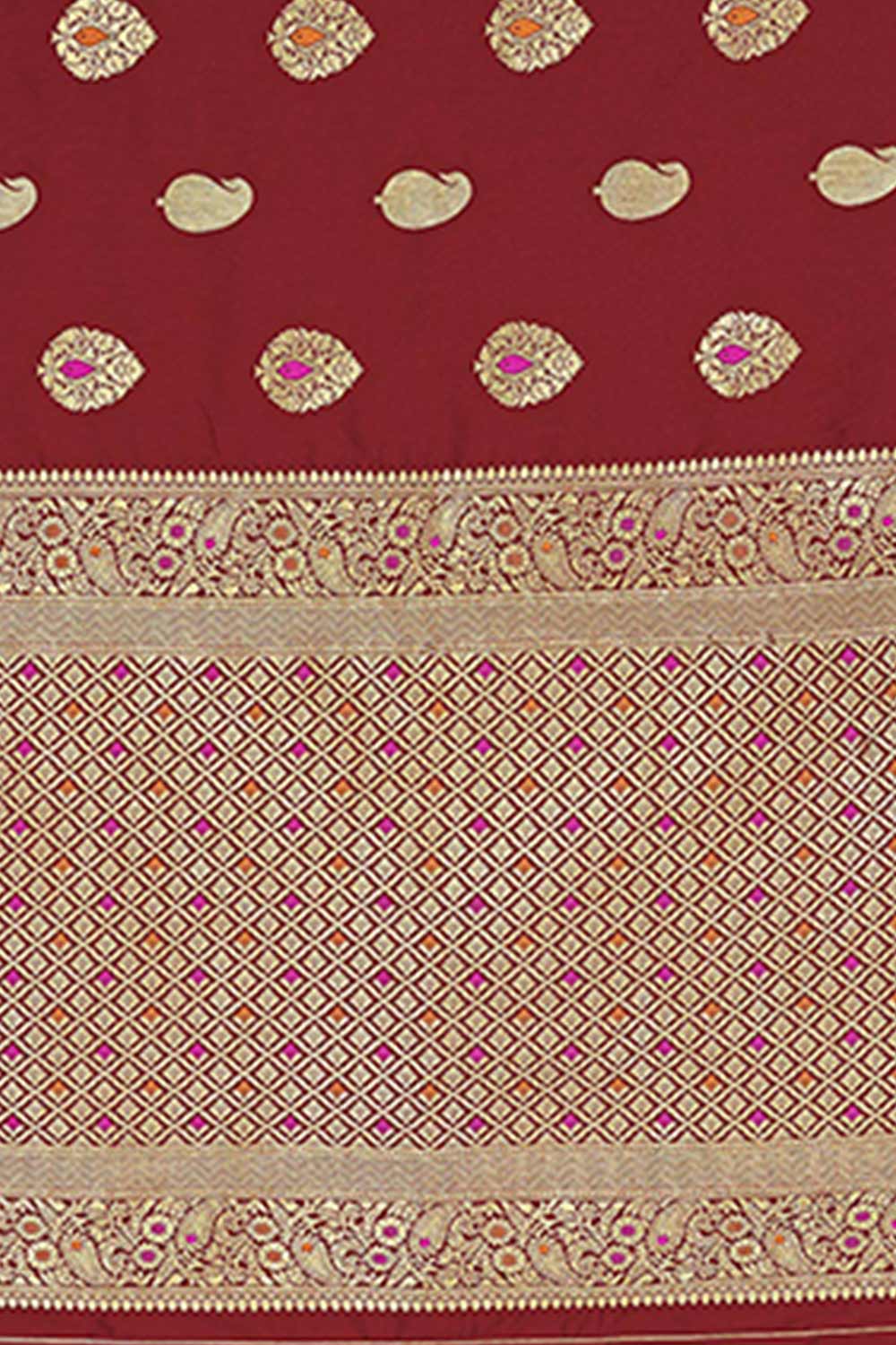 Buy Banarasi Art Silk Woven Saree in Maroon - Zoom Out