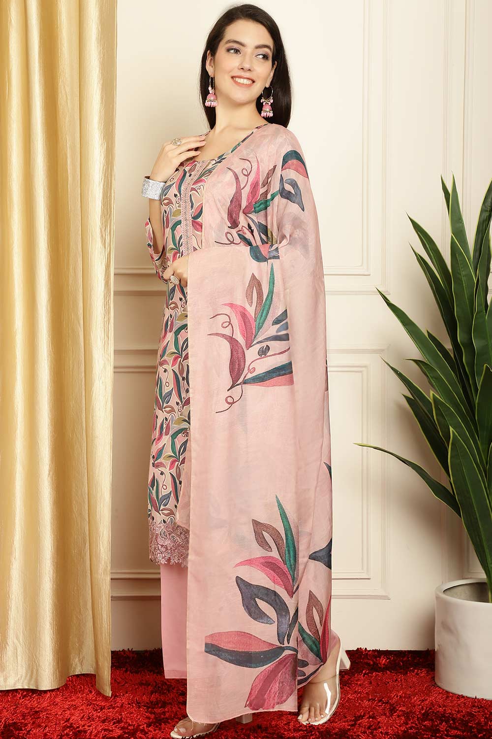 Pink Muslin Digital Printed Salwar Suit