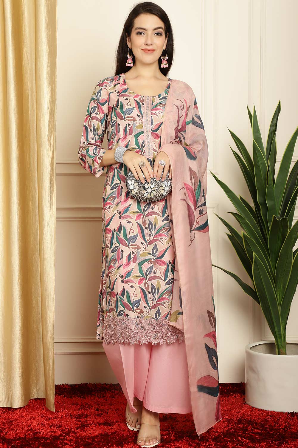 Pink Muslin Digital Printed Salwar Suit