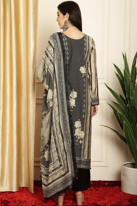Black Pashmina Digital Printed Salwar Suit