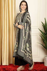 Black Pashmina Digital Printed Salwar Suit