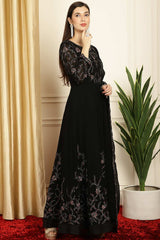 Black Georgette Embroidered Gown Style