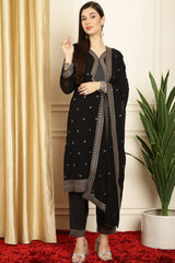 Black Georgette Embroidered Salwar Suit